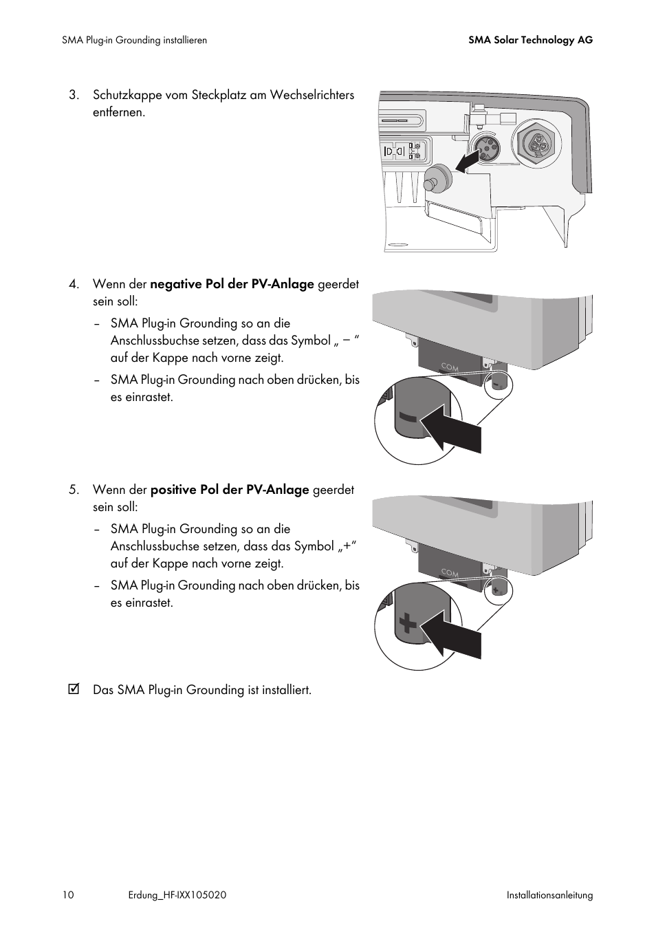 SMA Plug-in Grounding User Manual | Page 10 / 200