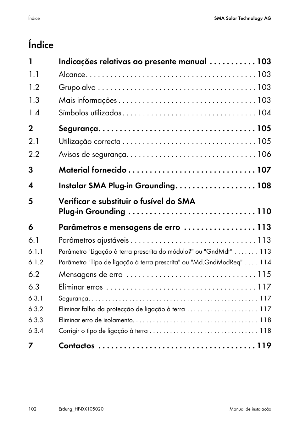 Índice | SMA Plug-in Grounding User Manual | Page 102 / 200