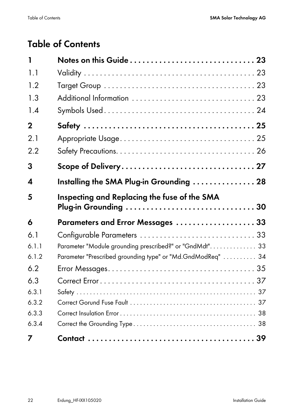SMA Plug-in Grounding User Manual | Page 22 / 200