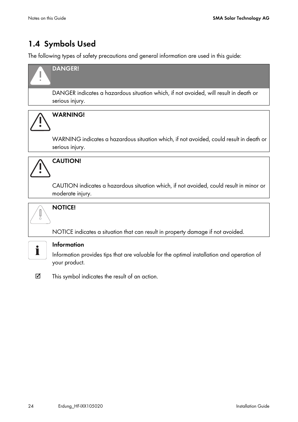 4 symbols used, Symbols used | SMA Plug-in Grounding User Manual | Page 24 / 200