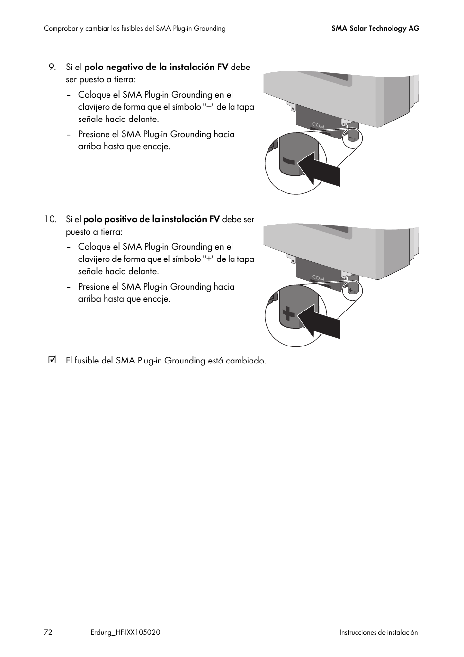 SMA Plug-in Grounding User Manual | Page 72 / 200