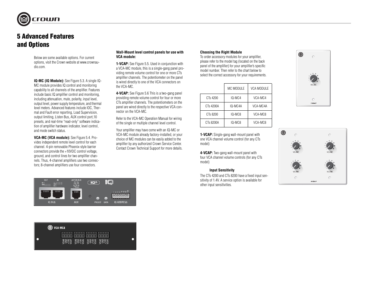5 advanced features and options | Crown Audio CTs 8200 User Manual | Page 16 / 32