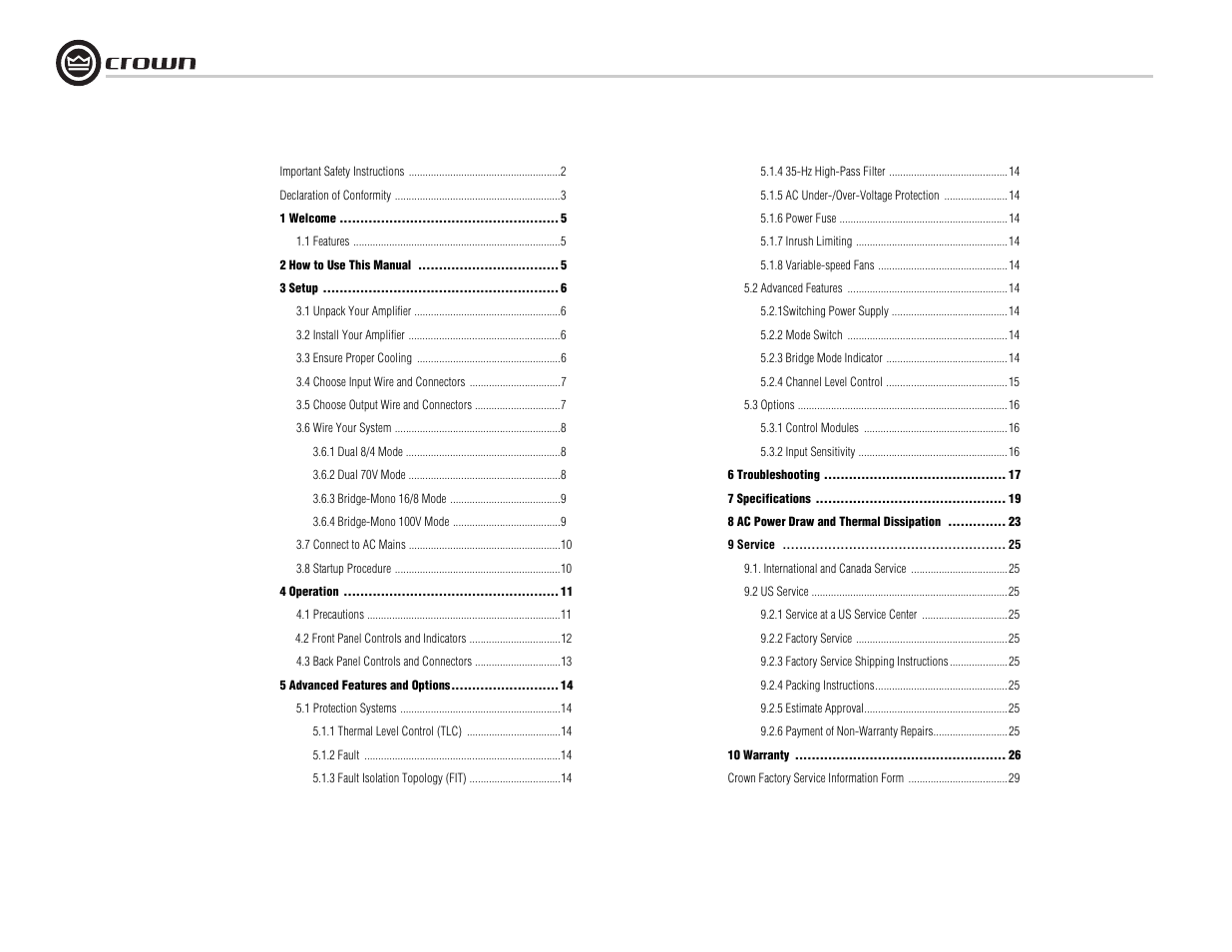 Crown Audio CTs 8200 User Manual | Page 4 / 32