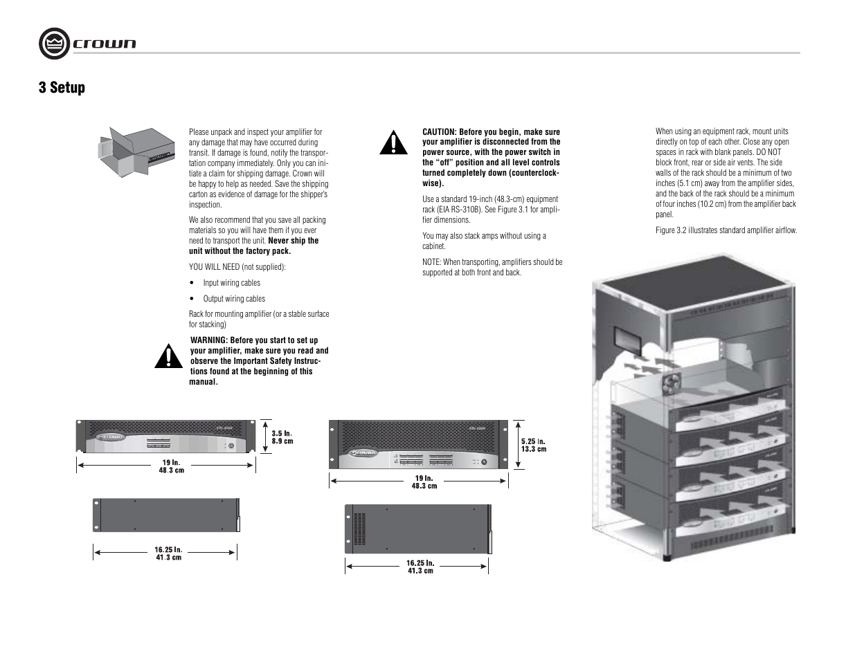 3 setup | Crown Audio CTs 8200 User Manual | Page 6 / 32