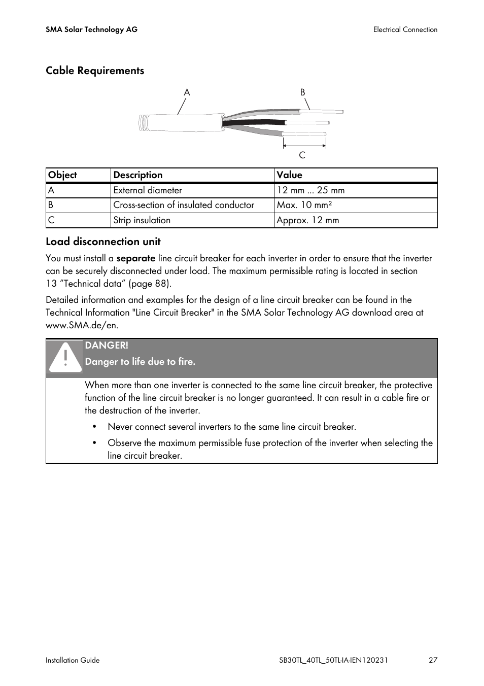 SMA SB 3000TL-20 Installation User Manual | Page 27 / 104