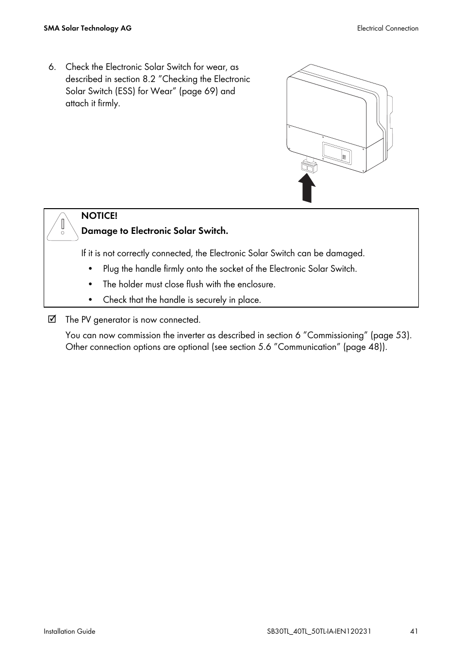 SMA SB 3000TL-20 Installation User Manual | Page 41 / 104