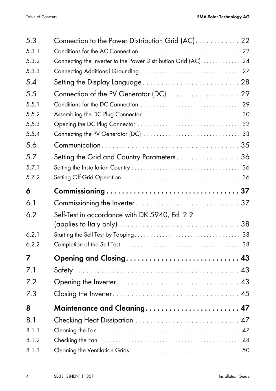SMA SB 3300 Installation User Manual | Page 4 / 76