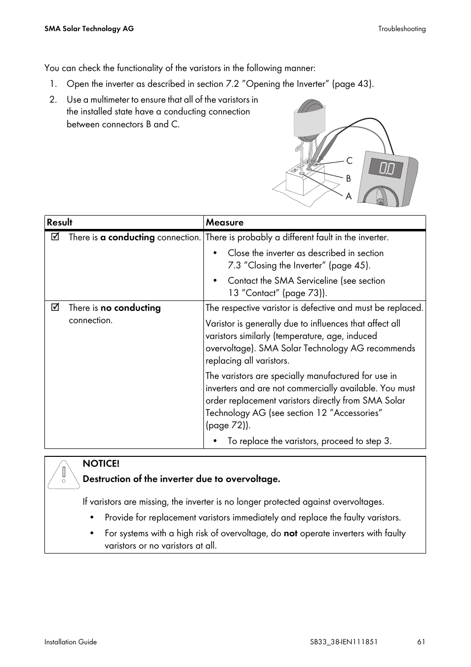 SMA SB 3300 Installation User Manual | Page 61 / 76