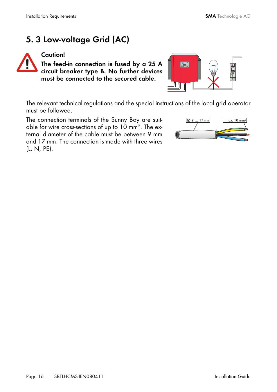 3 low-voltage grid (ac), Low-voltage grid (ac) | SMA SB 4200TL HC Multi-String User Manual | Page 16 / 64
