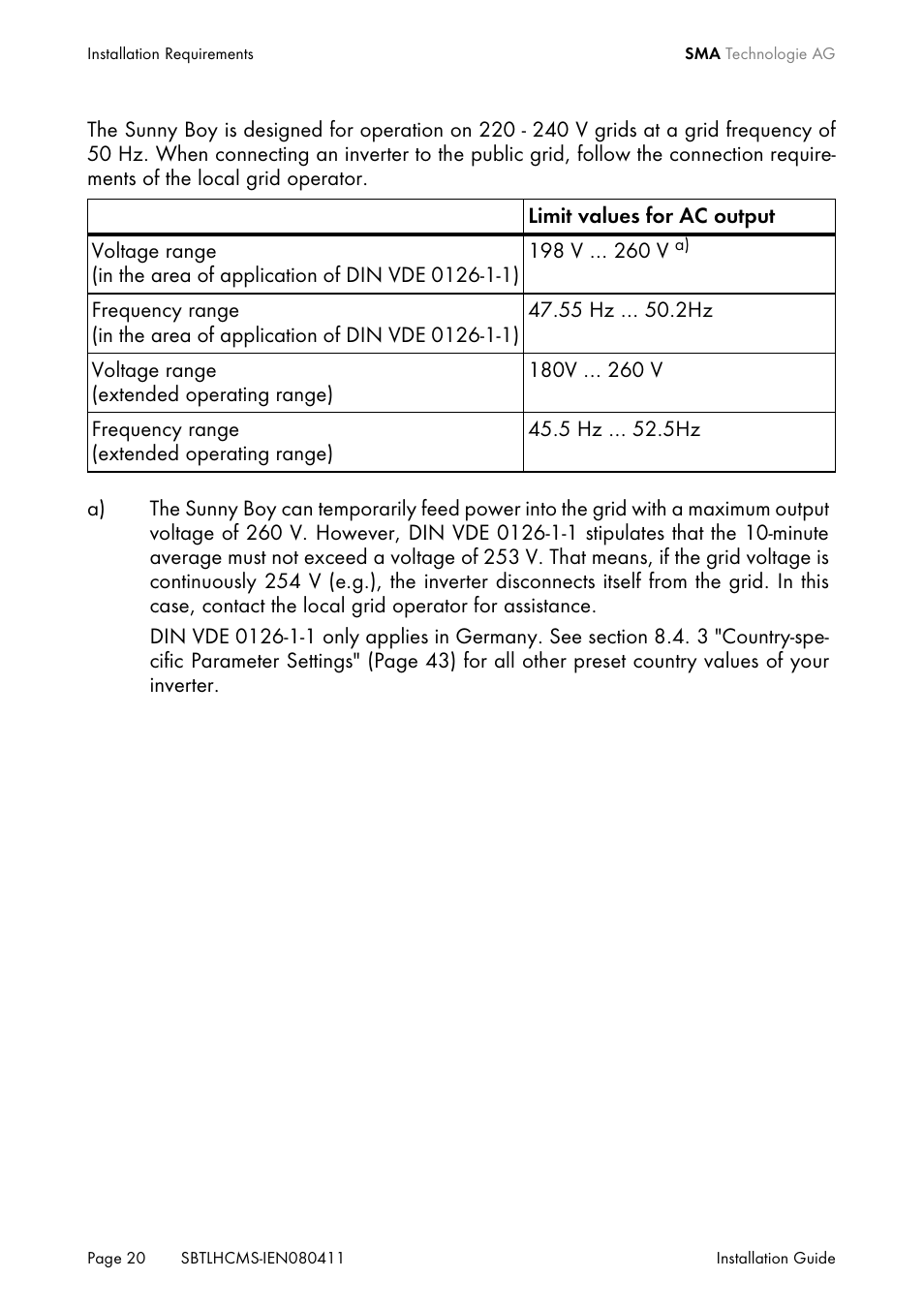 SMA SB 4200TL HC Multi-String User Manual | Page 20 / 64