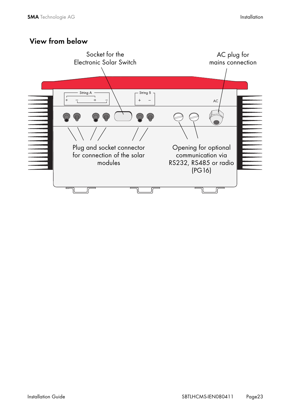 View from below | SMA SB 4200TL HC Multi-String User Manual | Page 23 / 64