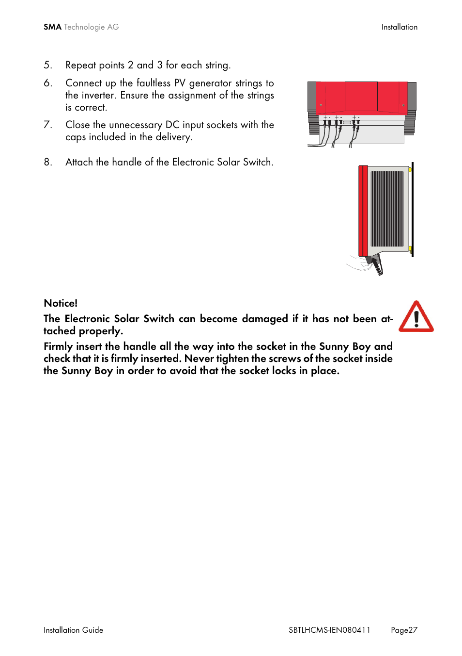 SMA SB 4200TL HC Multi-String User Manual | Page 27 / 64