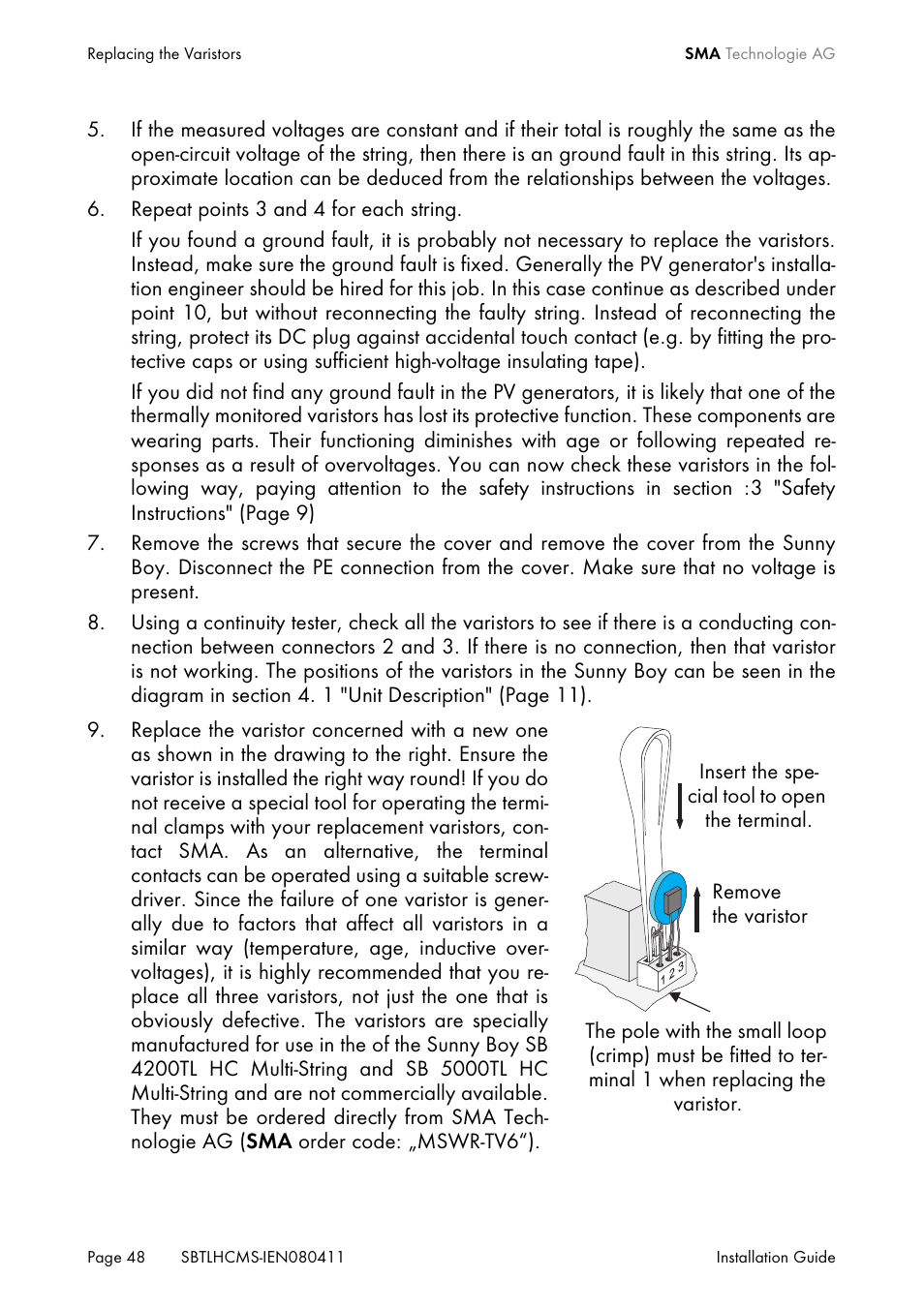 SMA SB 4200TL HC Multi-String User Manual | Page 48 / 64