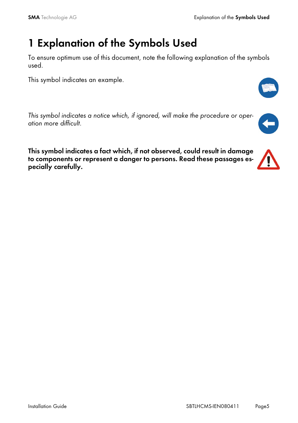 1 explanation of the symbols used, Explanation of the symbols us | SMA SB 4200TL HC Multi-String User Manual | Page 5 / 64