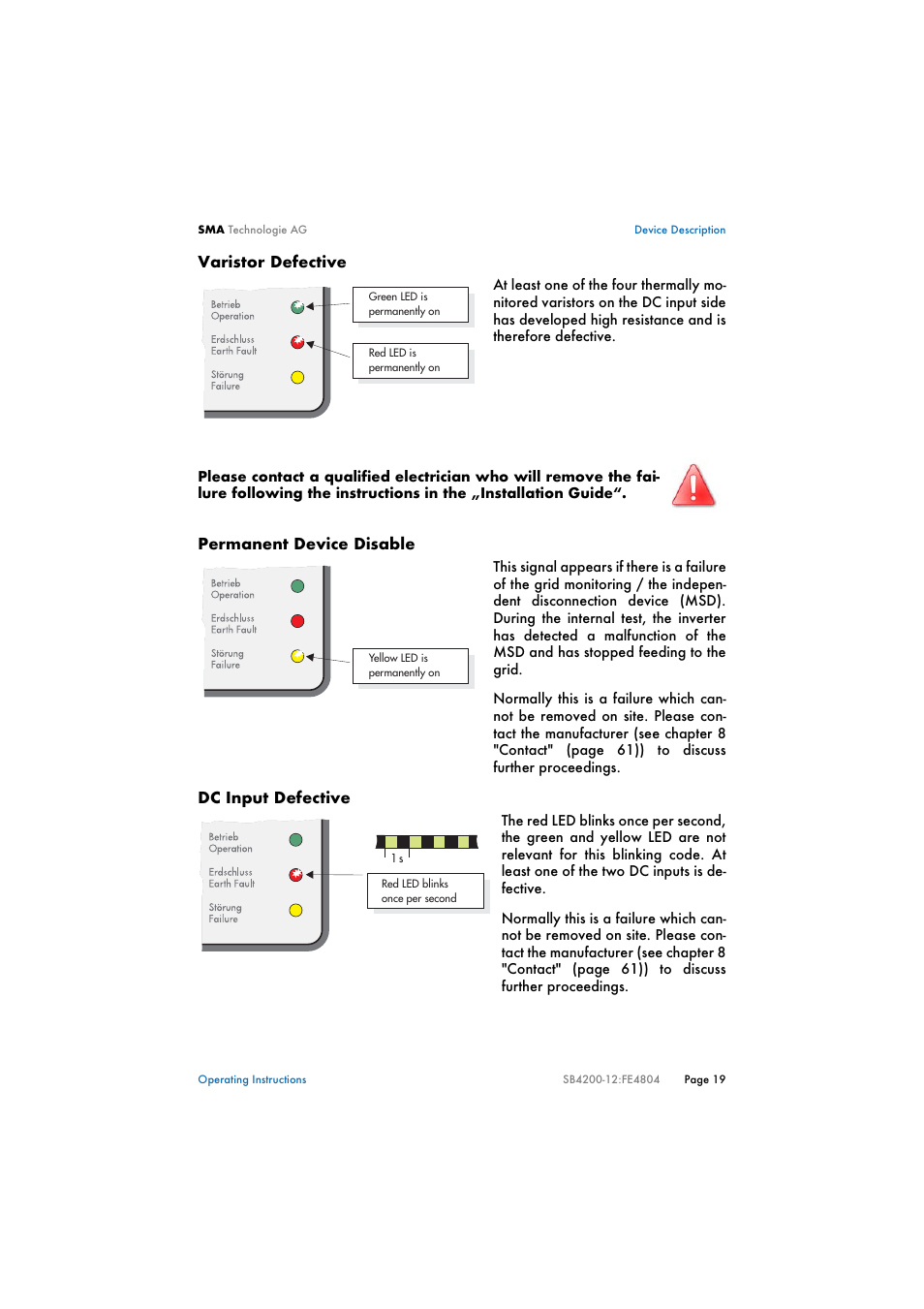 SMA SB 4200TL Multi-String User Manual | Page 19 / 63