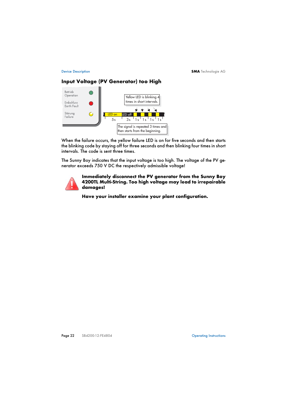 SMA SB 4200TL Multi-String User Manual | Page 22 / 63