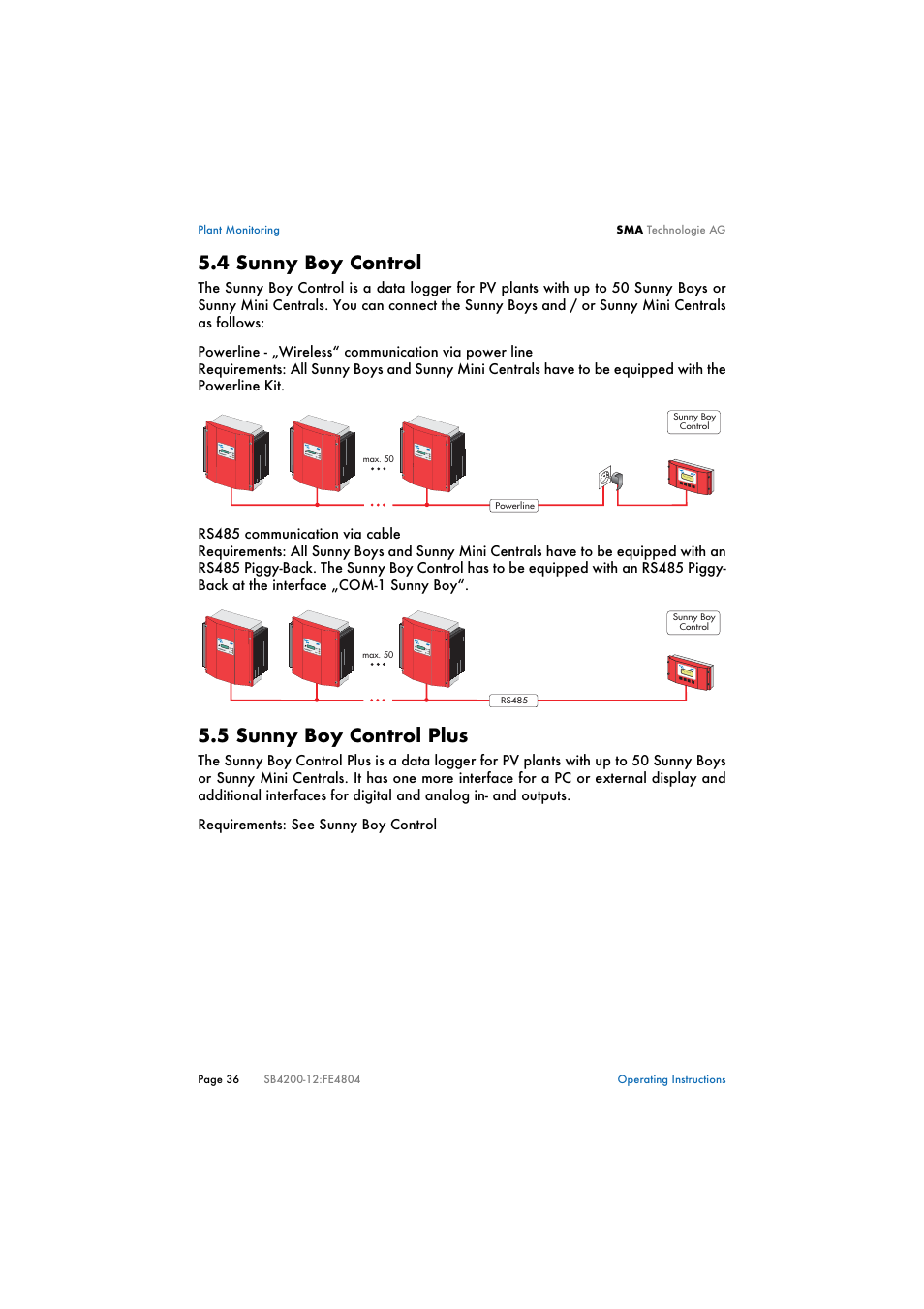 4 sunny boy control, 5 sunny boy control plus, Sunny boy control | Sunny boy control plus | SMA SB 4200TL Multi-String User Manual | Page 36 / 63