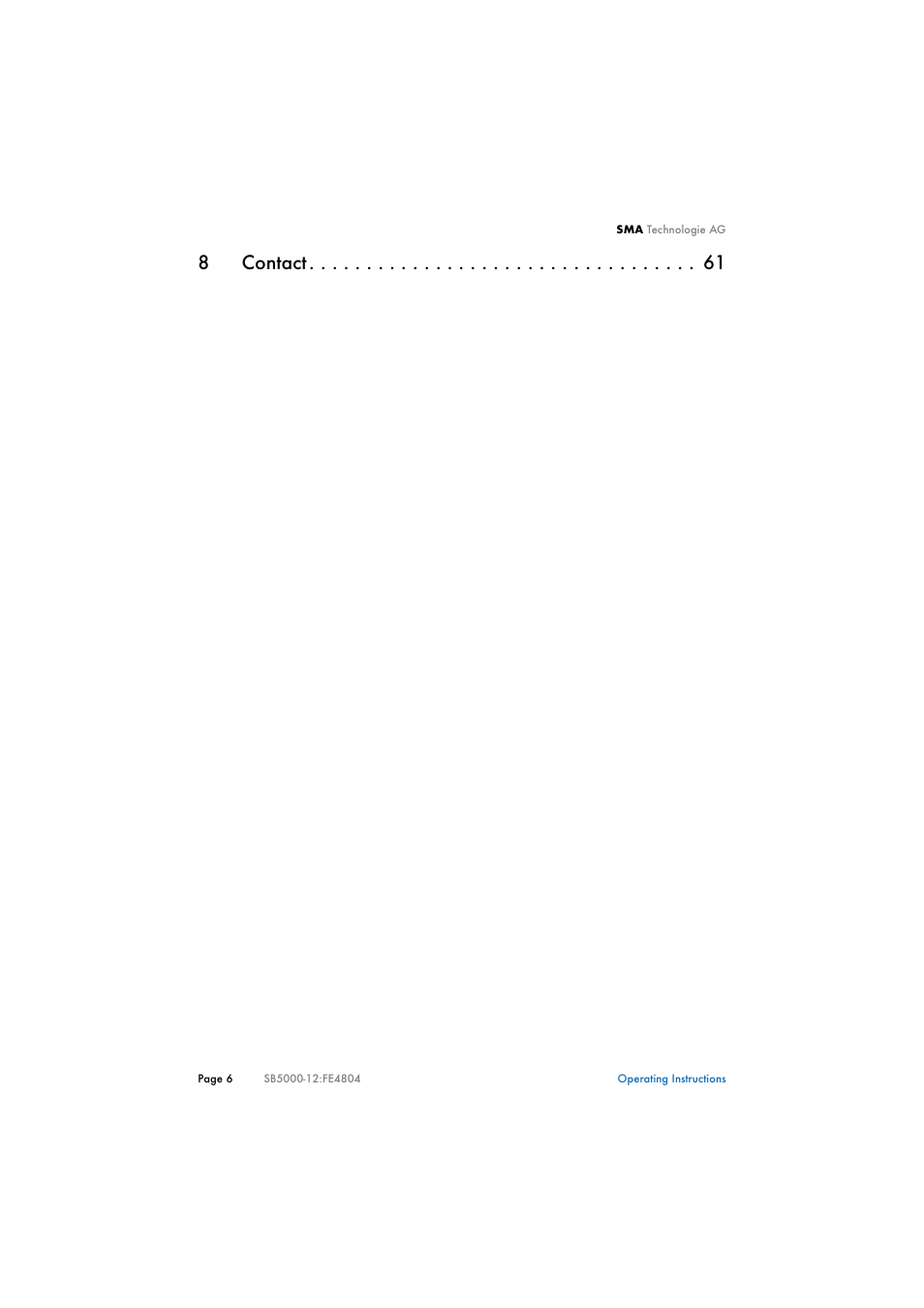 8contact | SMA SB 4200TL Multi-String User Manual | Page 6 / 63
