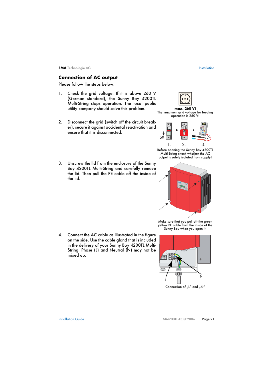 SMA SB 4200TL Multi-String Installation User Manual | Page 21 / 42