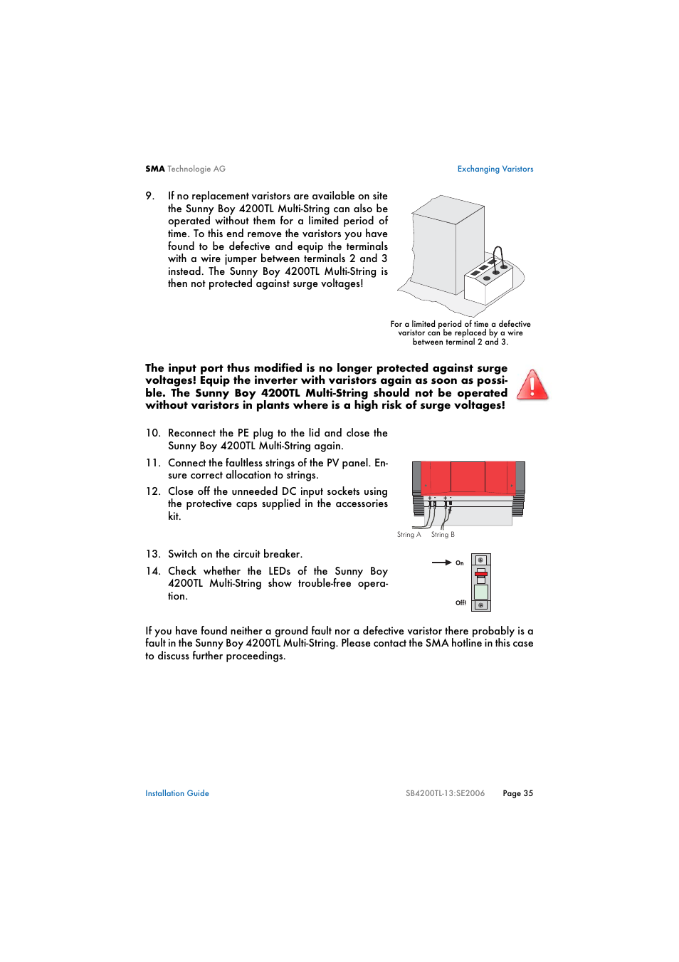 SMA SB 4200TL Multi-String Installation User Manual | Page 35 / 42