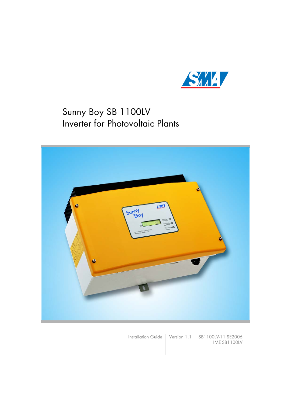 SMA SB 1100LV User Manual | 62 pages