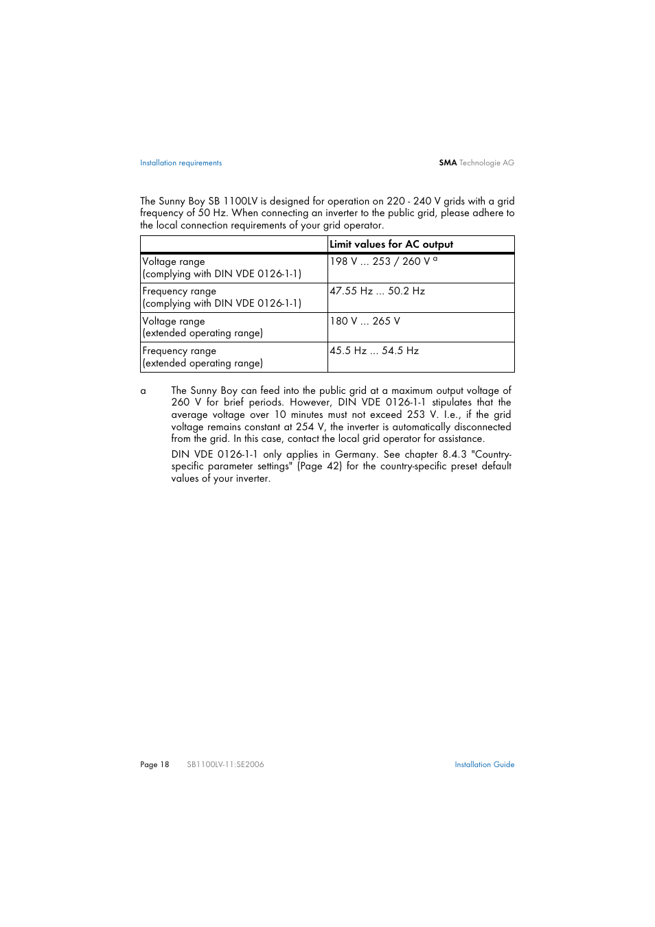 SMA SB 1100LV User Manual | Page 18 / 62