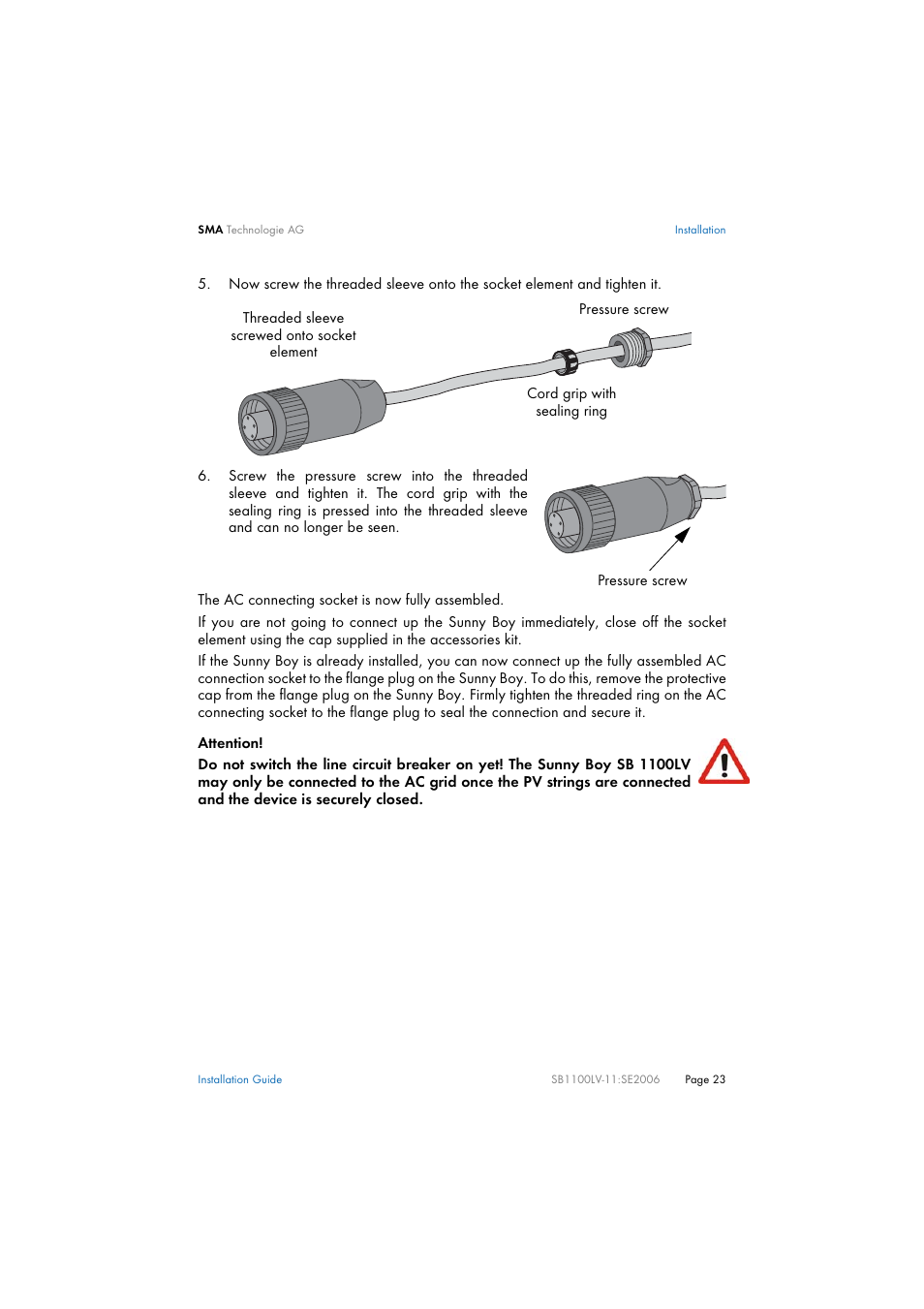 SMA SB 1100LV User Manual | Page 23 / 62