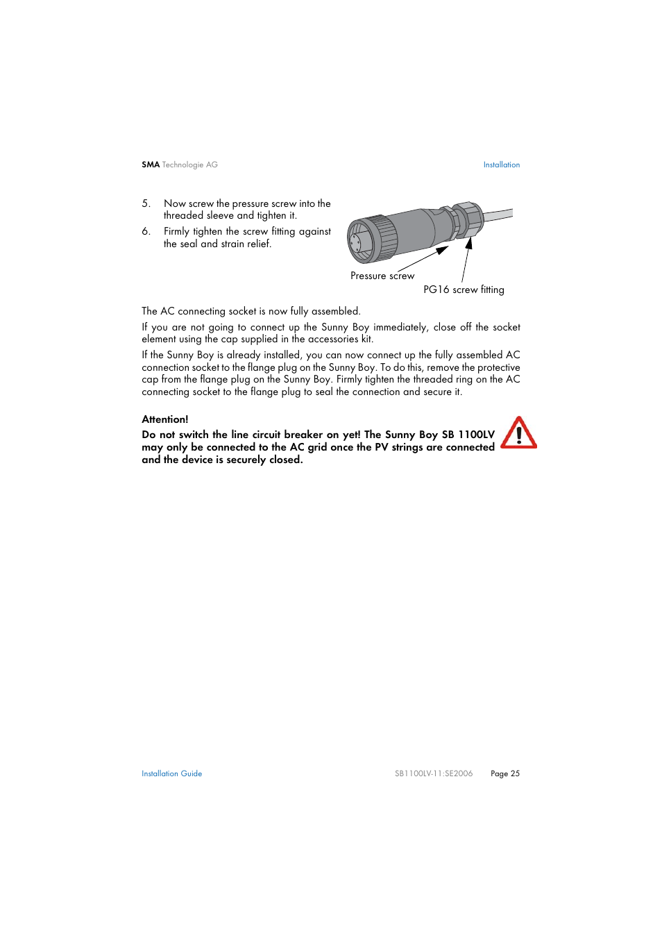 SMA SB 1100LV User Manual | Page 25 / 62