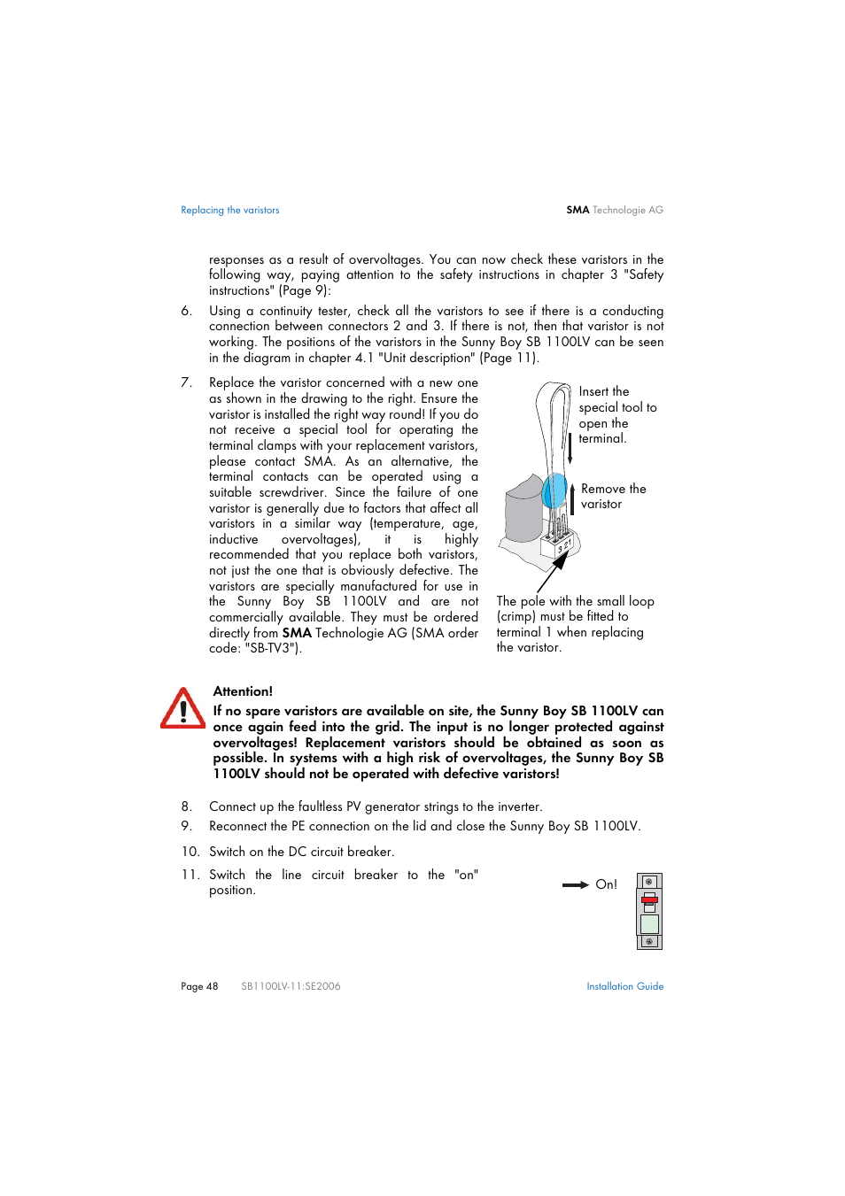 SMA SB 1100LV User Manual | Page 48 / 62