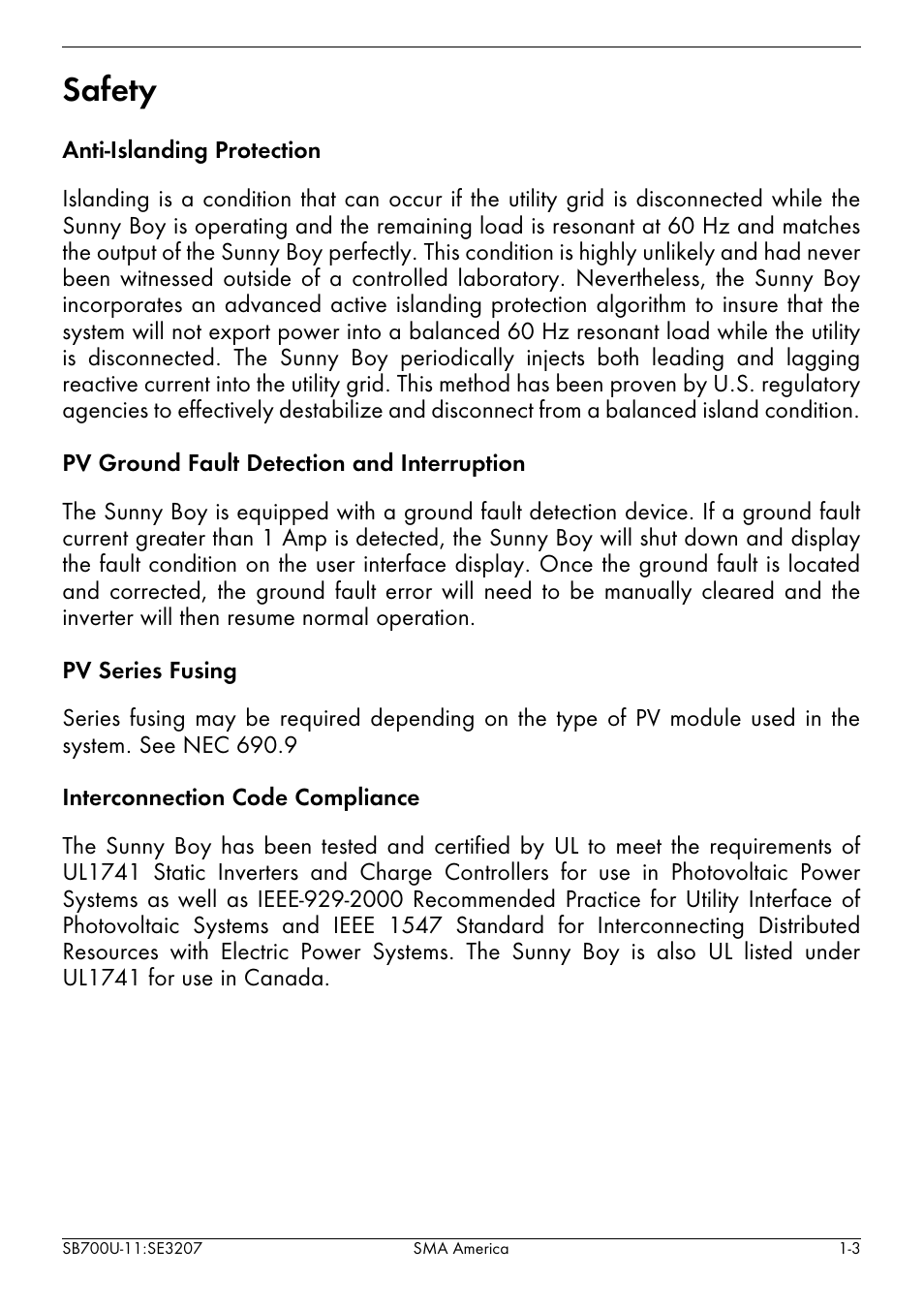 Safety -3, Safety | SMA SB 700U User Manual | Page 11 / 86