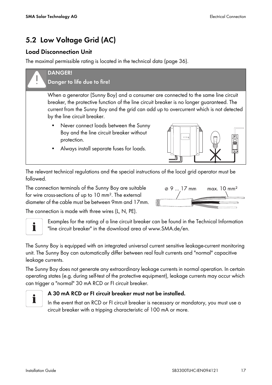 2 low voltage grid (ac), Low voltage grid (ac) | SMA SB 3300TL HC User Manual | Page 17 / 44