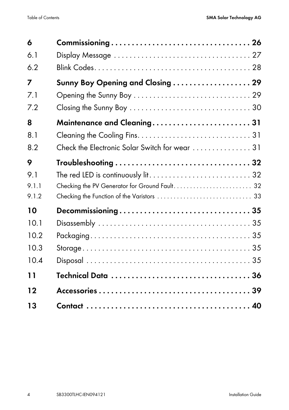 SMA SB 3300TL HC User Manual | Page 4 / 44