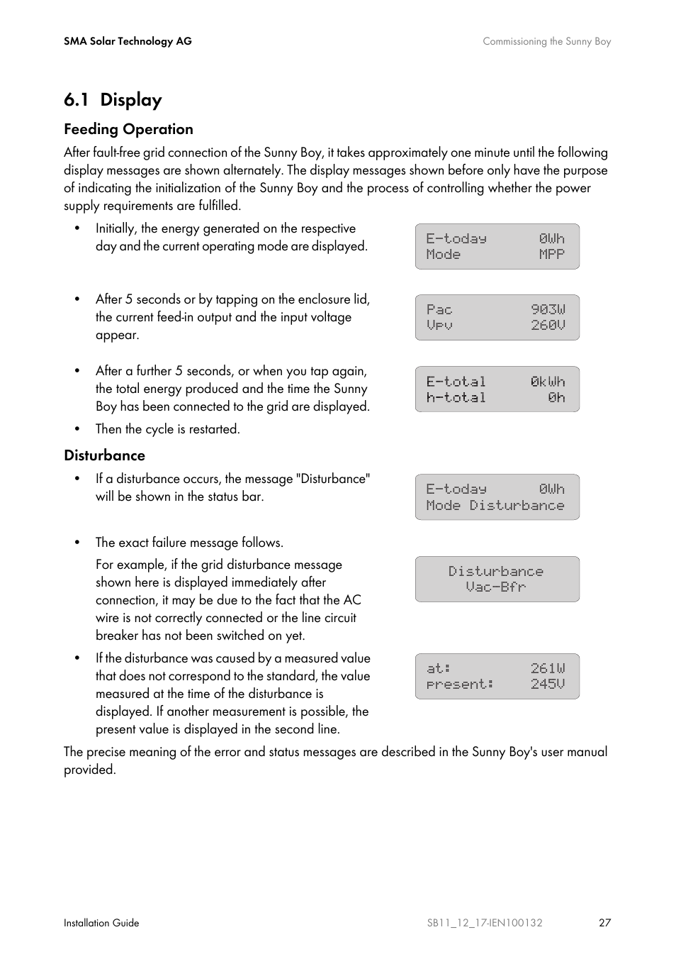 1 display, Display | SMA SB 1100 User Manual | Page 27 / 52