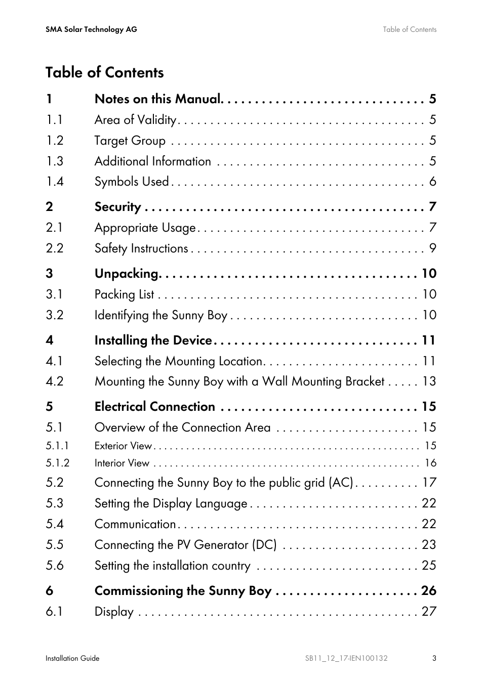 SMA SB 1100 User Manual | Page 3 / 52