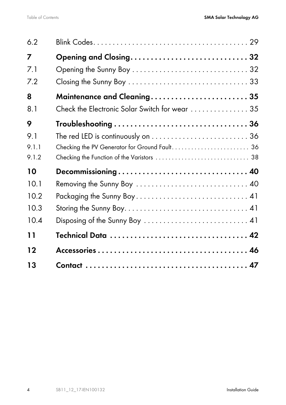 SMA SB 1100 User Manual | Page 4 / 52