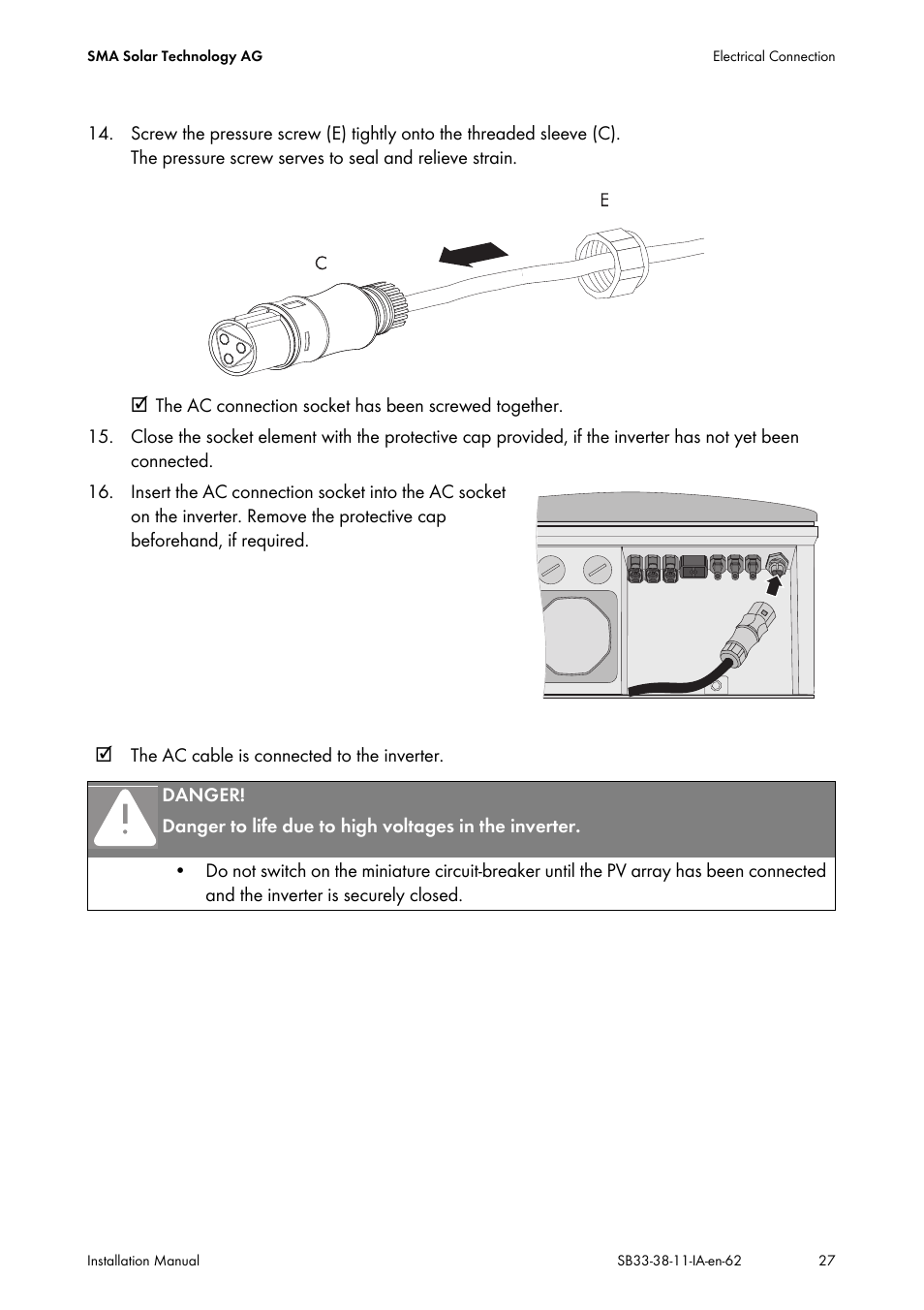 SMA SB 3300-11 Installation User Manual | Page 27 / 76