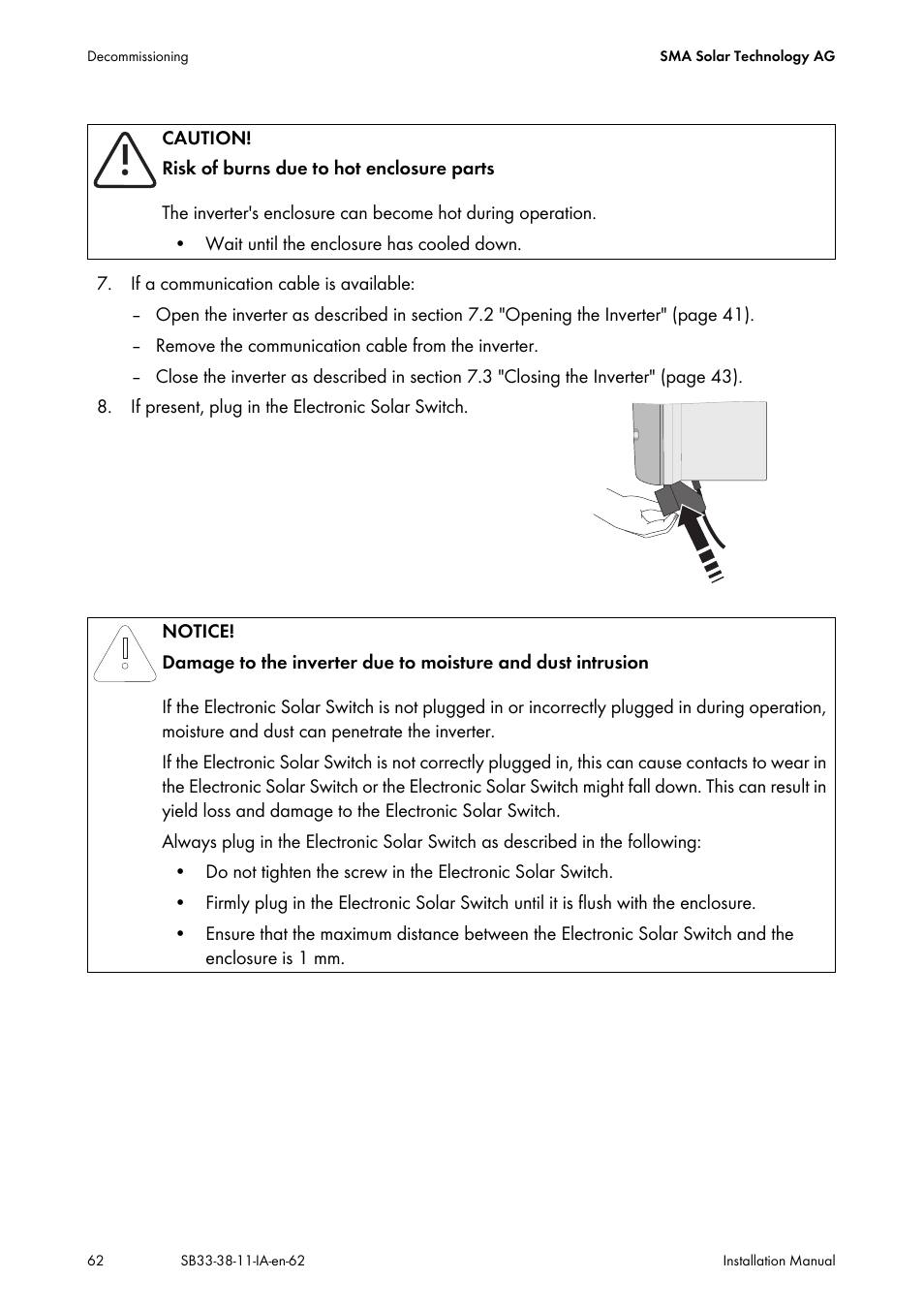 SMA SB 3300-11 Installation User Manual | Page 62 / 76