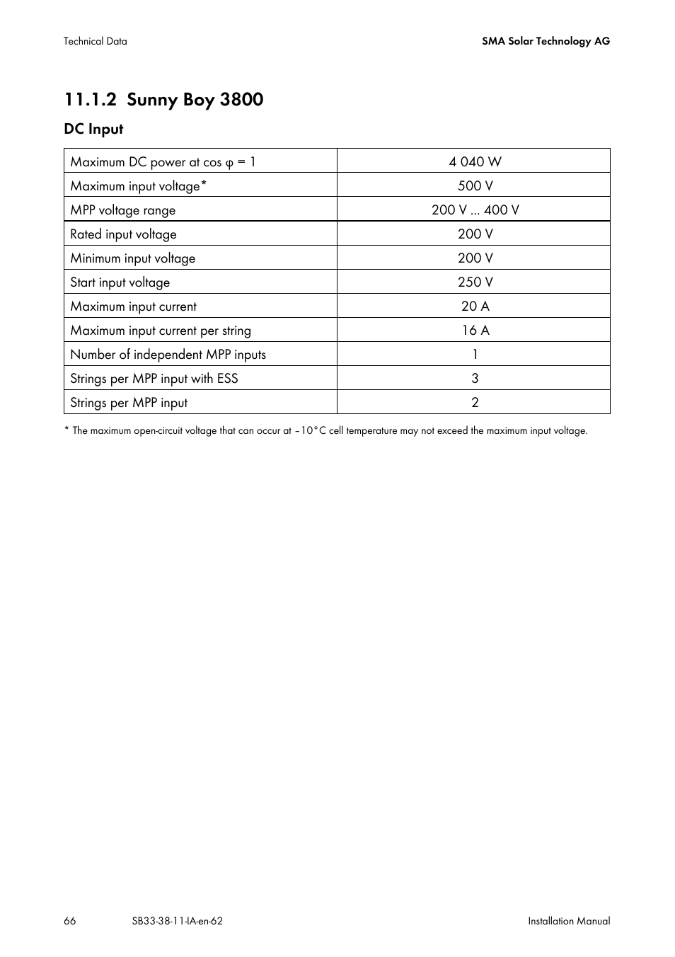 2 sunny boy 3800, Sunny boy 3800 | SMA SB 3300-11 Installation User Manual | Page 66 / 76