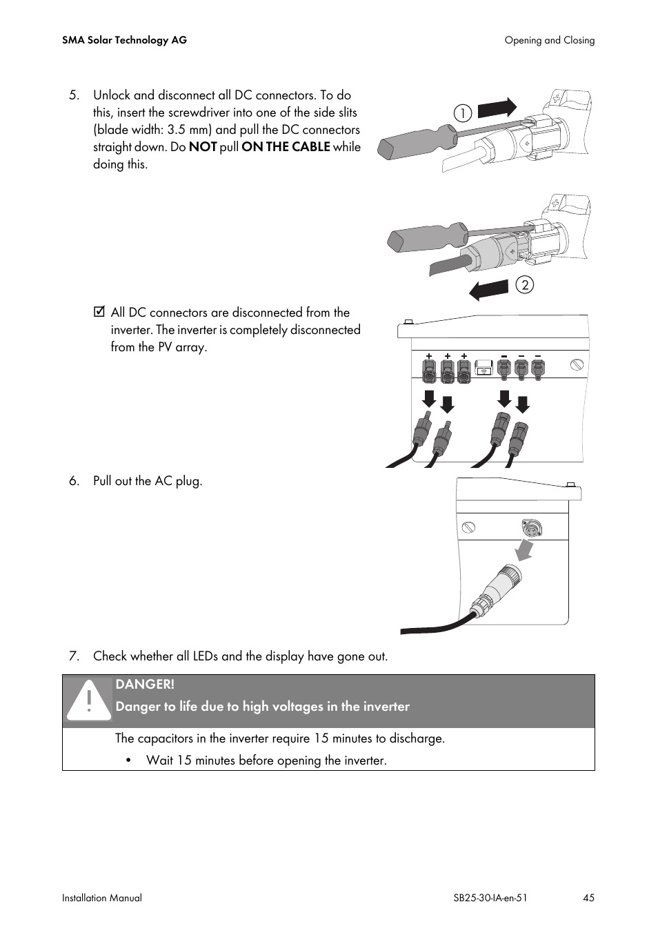 SMA SB 2500 Installation User Manual | Page 45 / 76