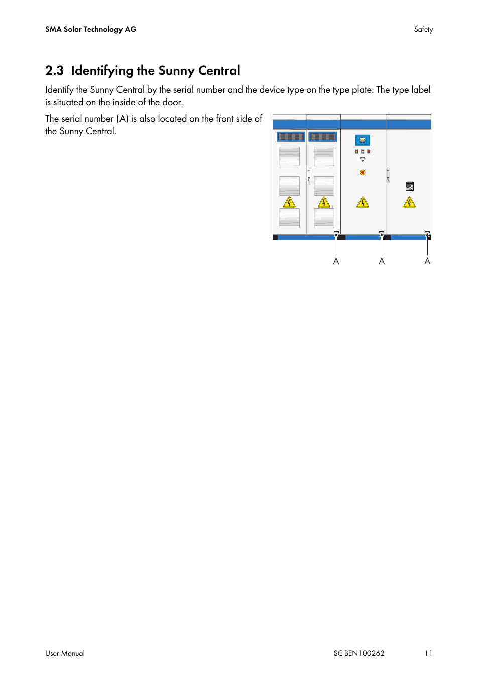 3 identifying the sunny central, Identifying the sunny central | SMA SC 200 User Manual | Page 11 / 96