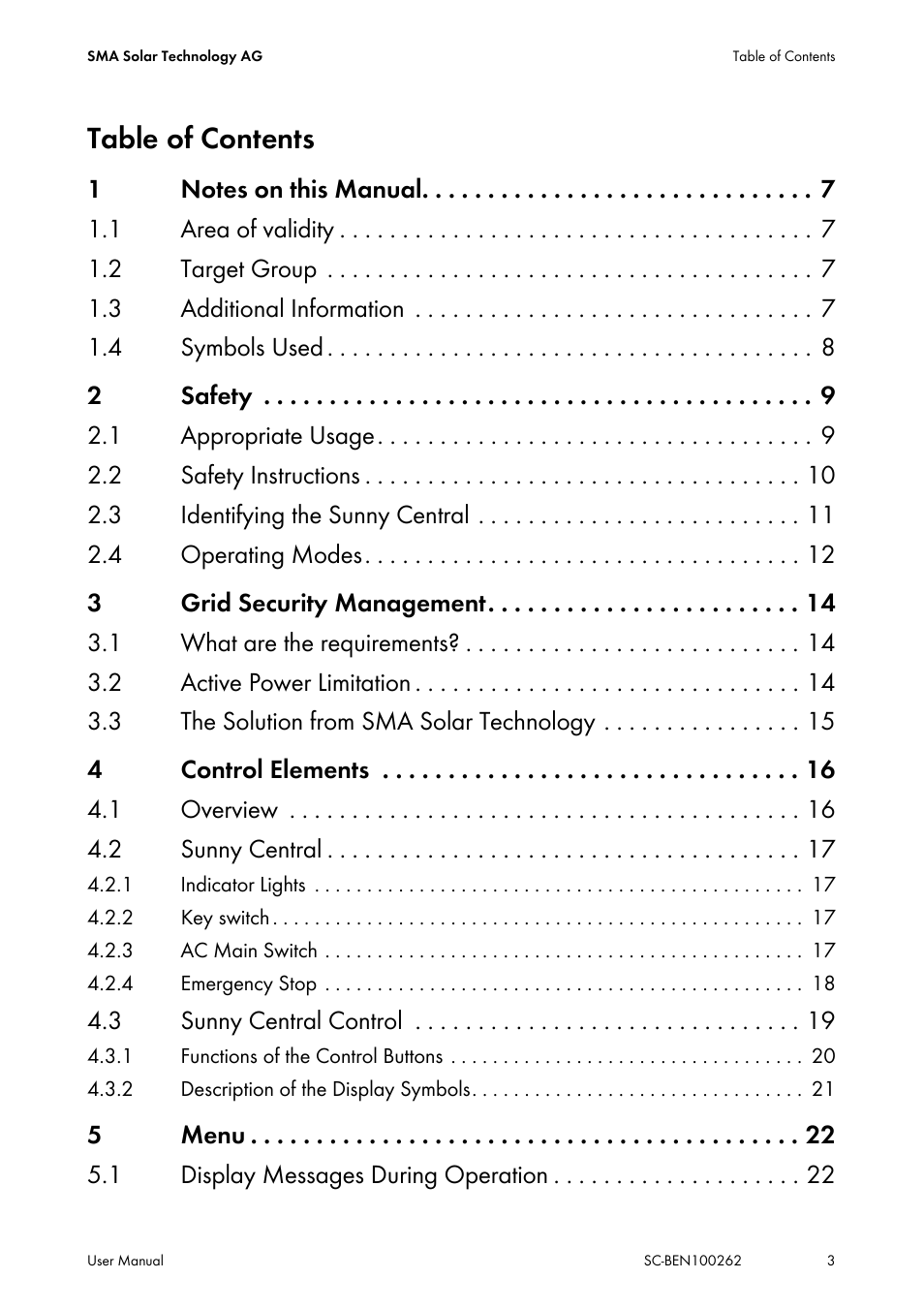 SMA SC 200 User Manual | Page 3 / 96