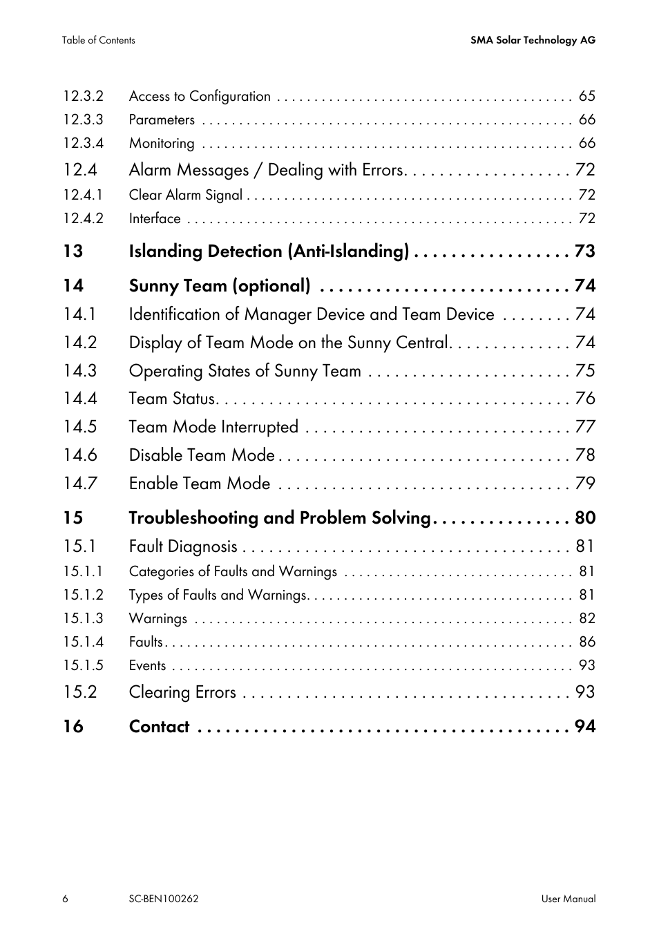 SMA SC 200 User Manual | Page 6 / 96