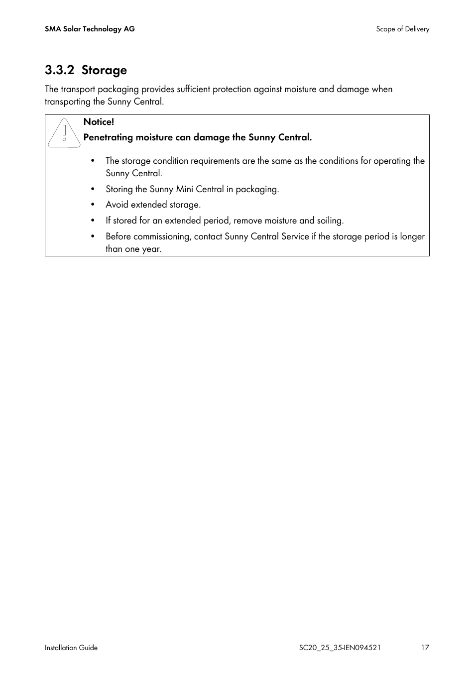 2 storage, Storage | SMA SC 200 Installation User Manual | Page 17 / 92