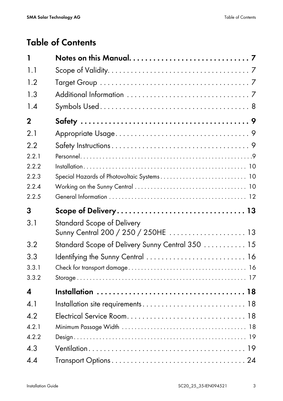 SMA SC 200 Installation User Manual | Page 3 / 92