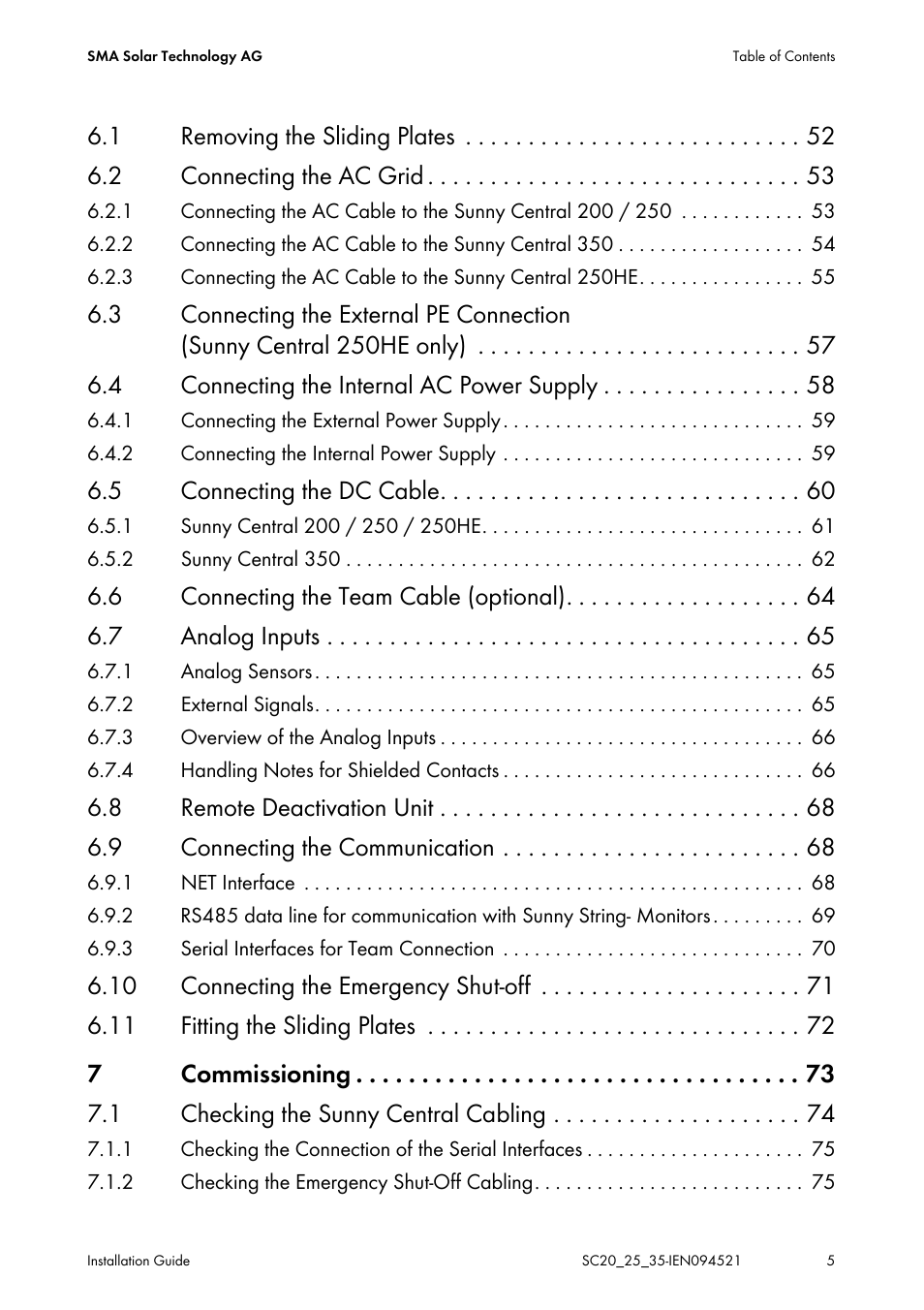 SMA SC 200 Installation User Manual | Page 5 / 92