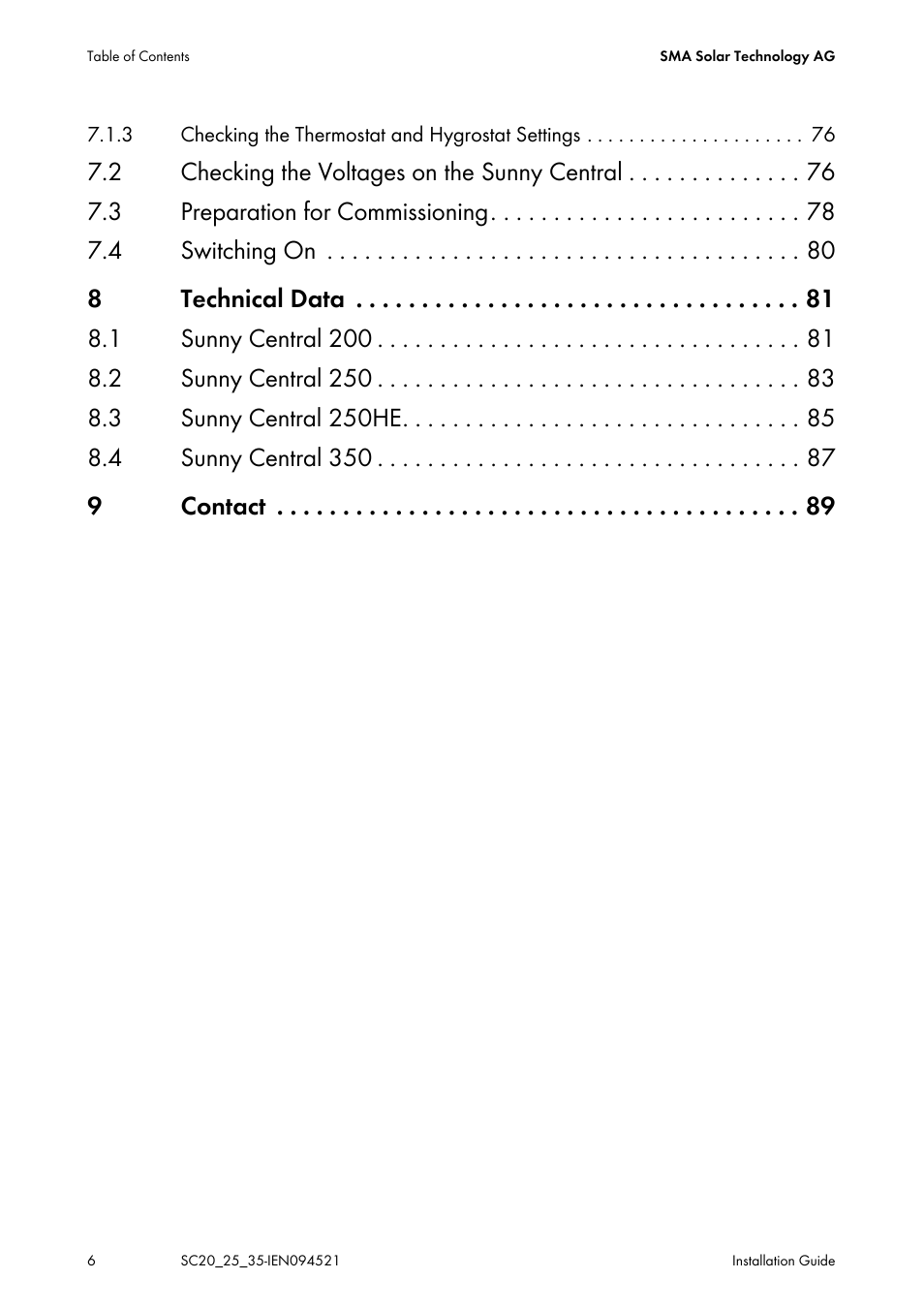 SMA SC 200 Installation User Manual | Page 6 / 92