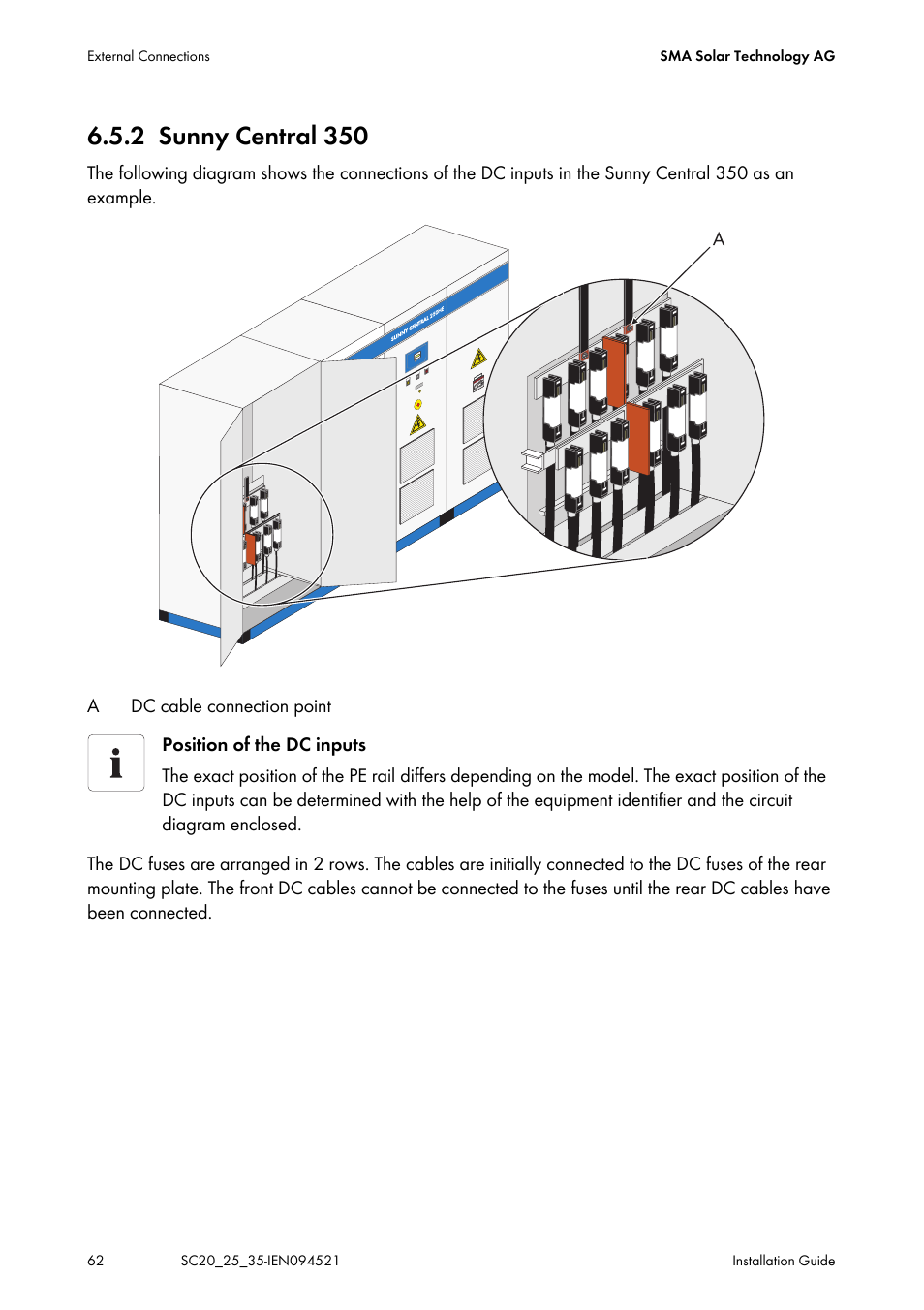 2 sunny central 350, Sunny central 350 | SMA SC 200 Installation User Manual | Page 62 / 92