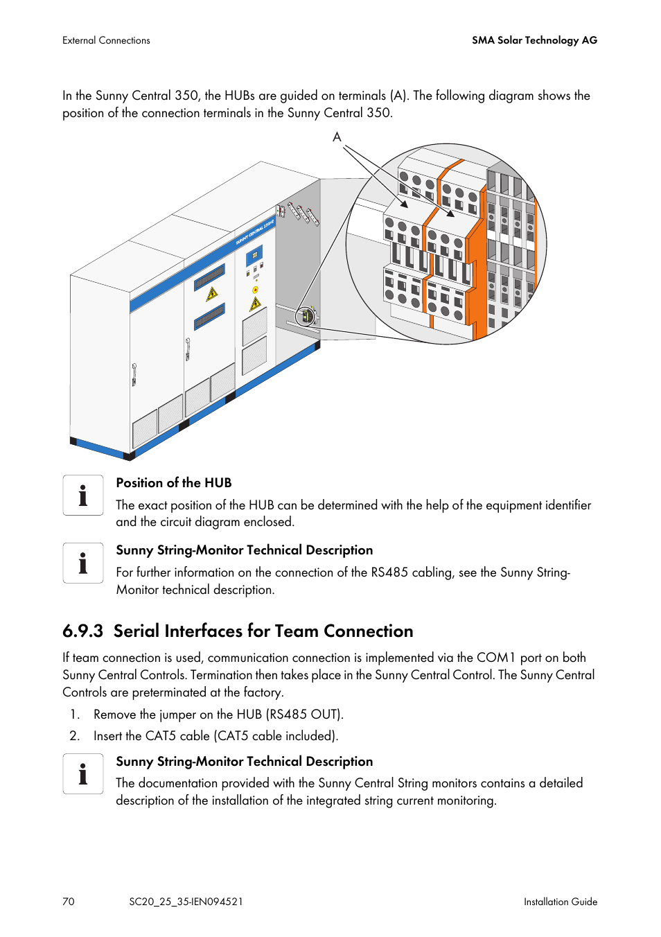 3 serial interfaces for team connection, Serial interfaces for team connection | SMA SC 200 Installation User Manual | Page 70 / 92