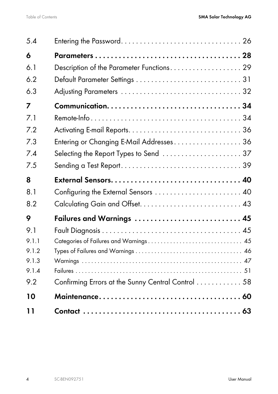 SMA SUNNY CENTRAL User Manual | Page 4 / 68