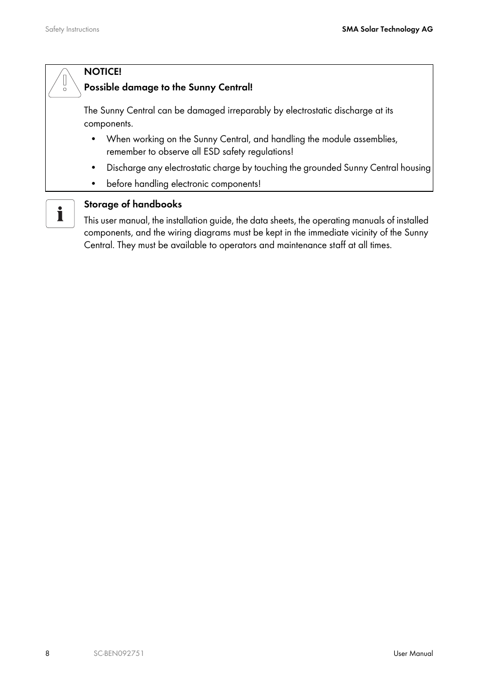 SMA SUNNY CENTRAL User Manual | Page 8 / 68